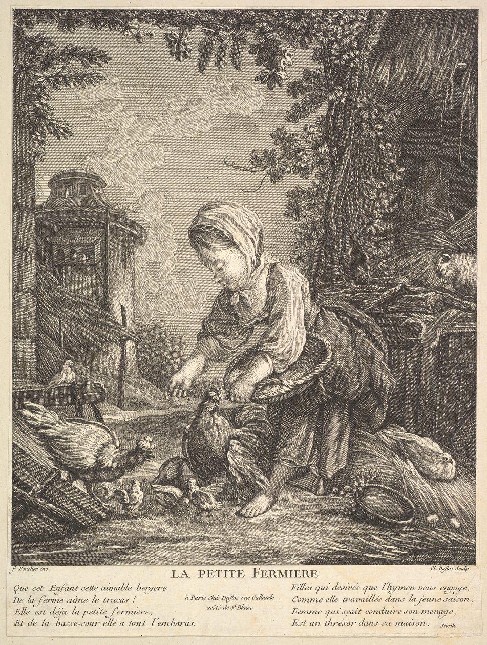 Dziewczynka z farmy, ca. 1753. autorstwa Claude Augustin Duflos