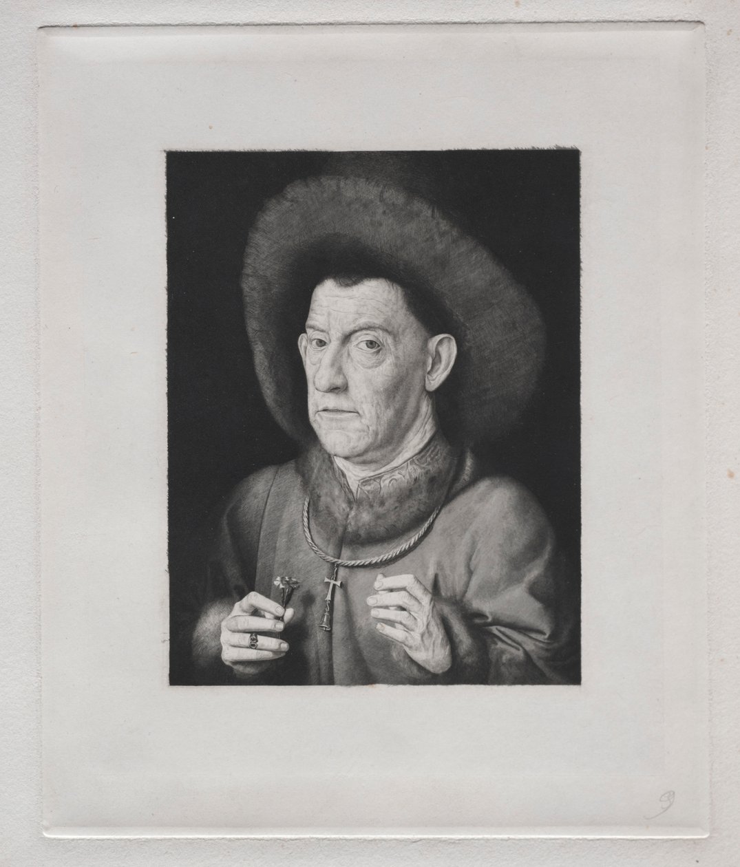 Mężczyzna z różowym. autorstwa Claude Ferdinand Gaillard