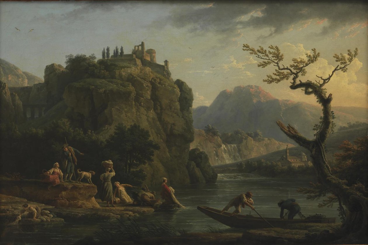 Górska sceneria z rzeką autorstwa Claude Joseph Vernet