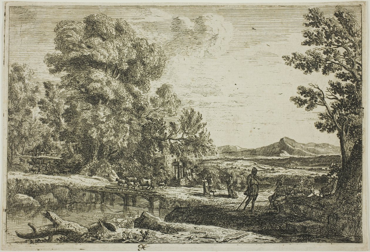 Drewniany most (Rebecca i Eliezer) autorstwa Claude Lorrain