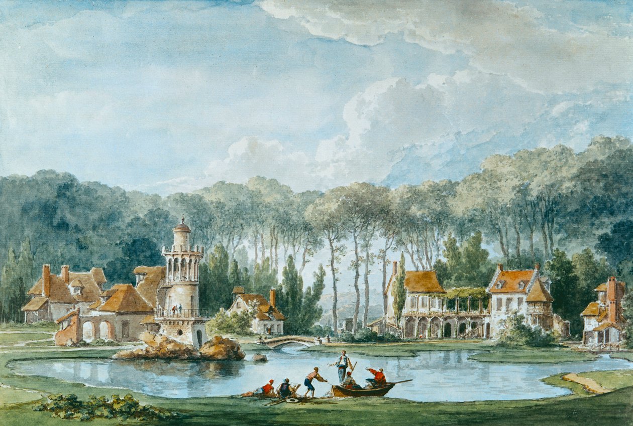 Hameau, Petit Trianon, 1786 autorstwa Claude Louis Chatelet