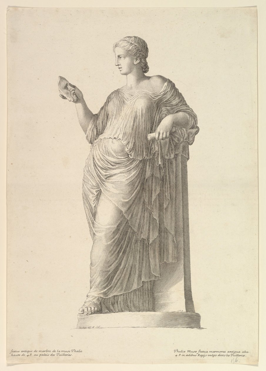 Starożytna statua Muse Thalia, 1669. autorstwa Claude Mellan