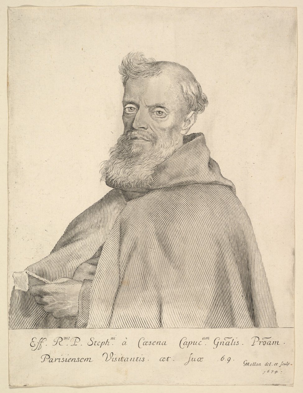 Ojciec Stefan z Ceseny, 1674. autorstwa Claude Mellan