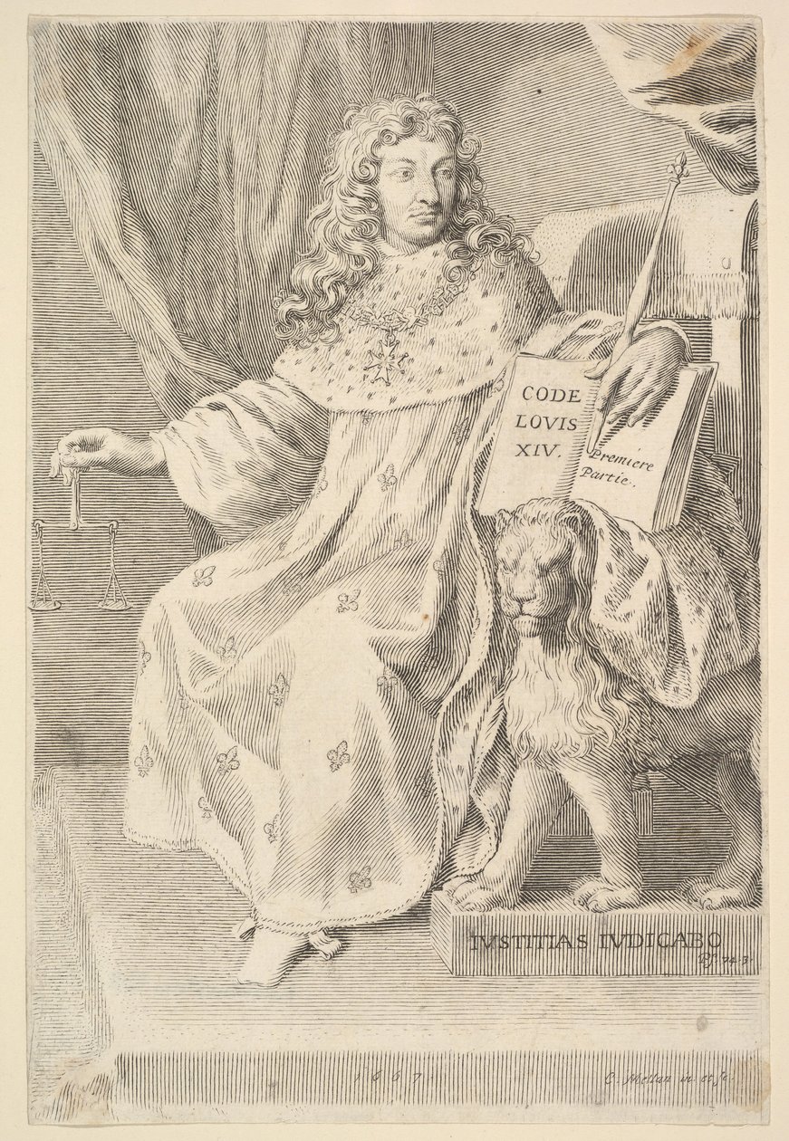 Strona tytułowa: Le Code Louis XIV, 1667. autorstwa Claude Mellan