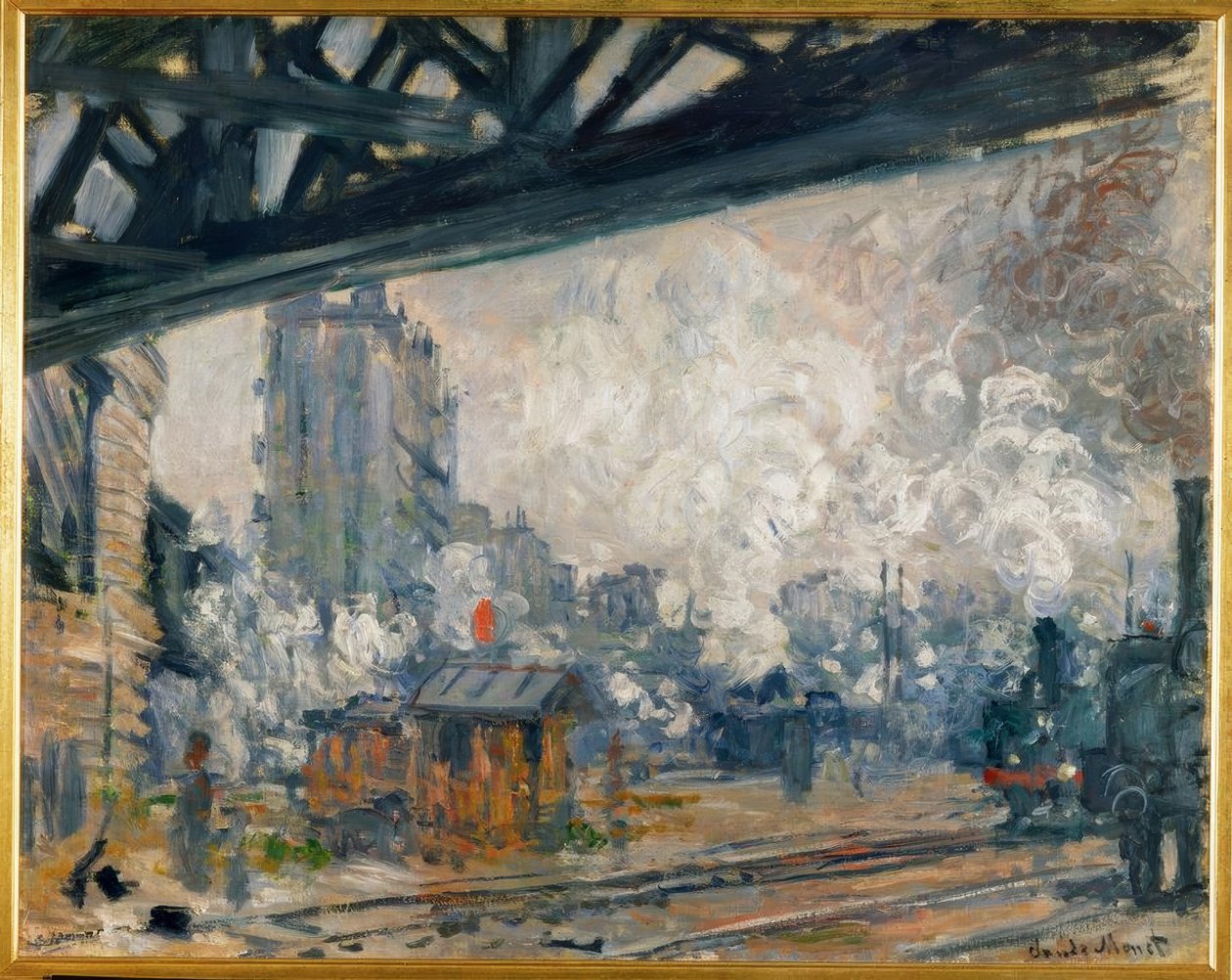 Gare Saint-Lazare, widok z zewnątrz autorstwa Claude Monet