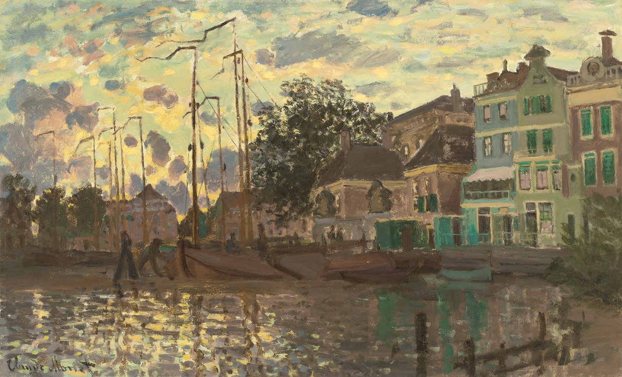 Tama w Zaandam wieczorem autorstwa Claude Monet