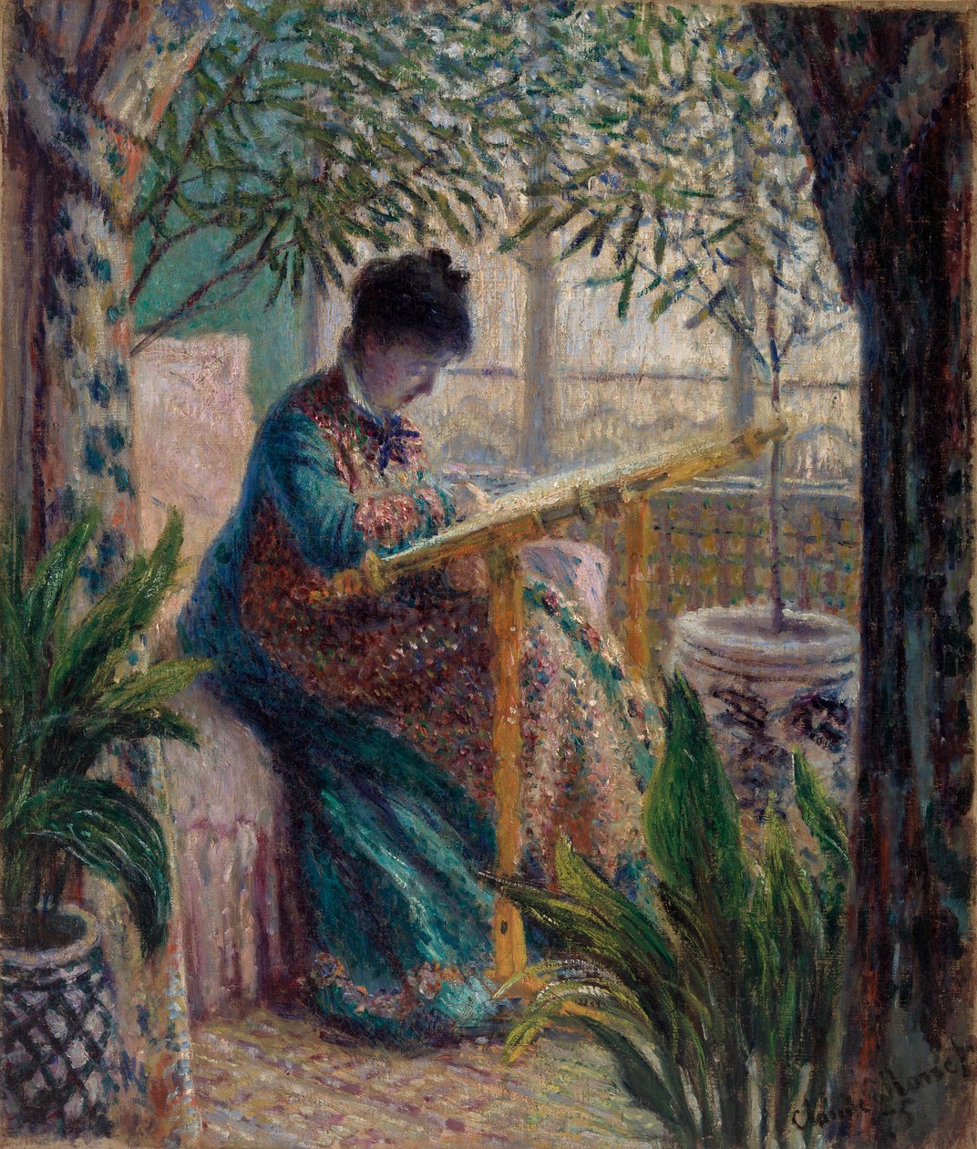Haftowanie Madame Monet (Camille w rzemiośle) autorstwa Claude Monet