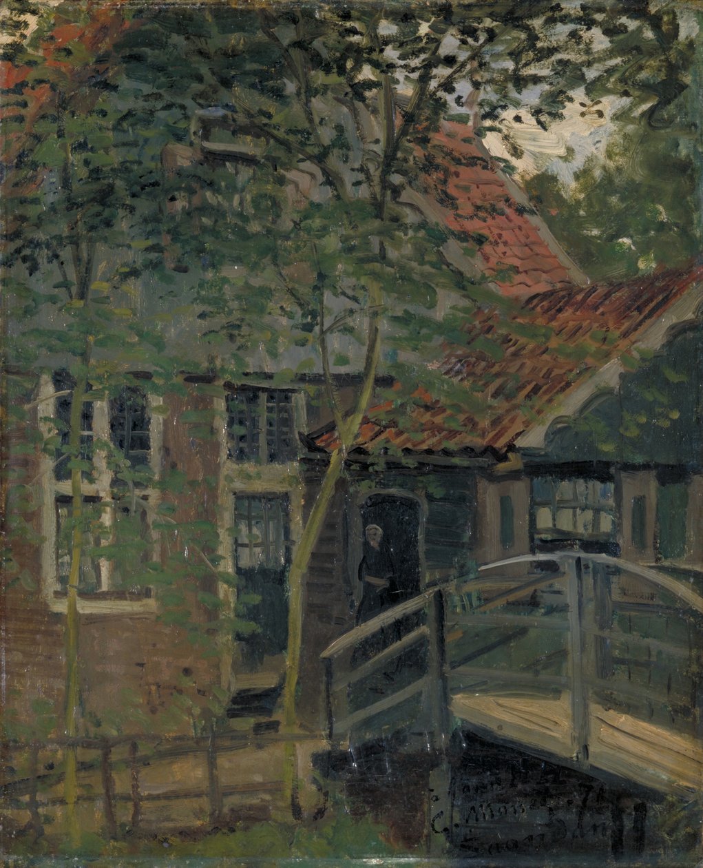 Passerelle à Zaandam Footbridge w Zaandam, 1871. autorstwa Claude Monet