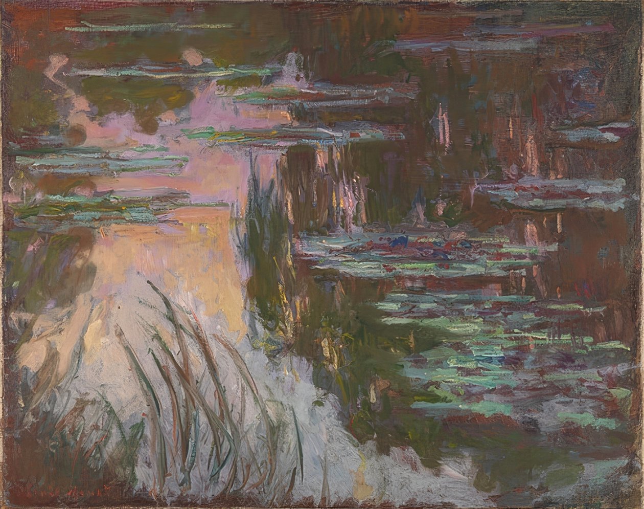 Lilie wodne w wieczornym świetle. około 1907 autorstwa Claude Monet