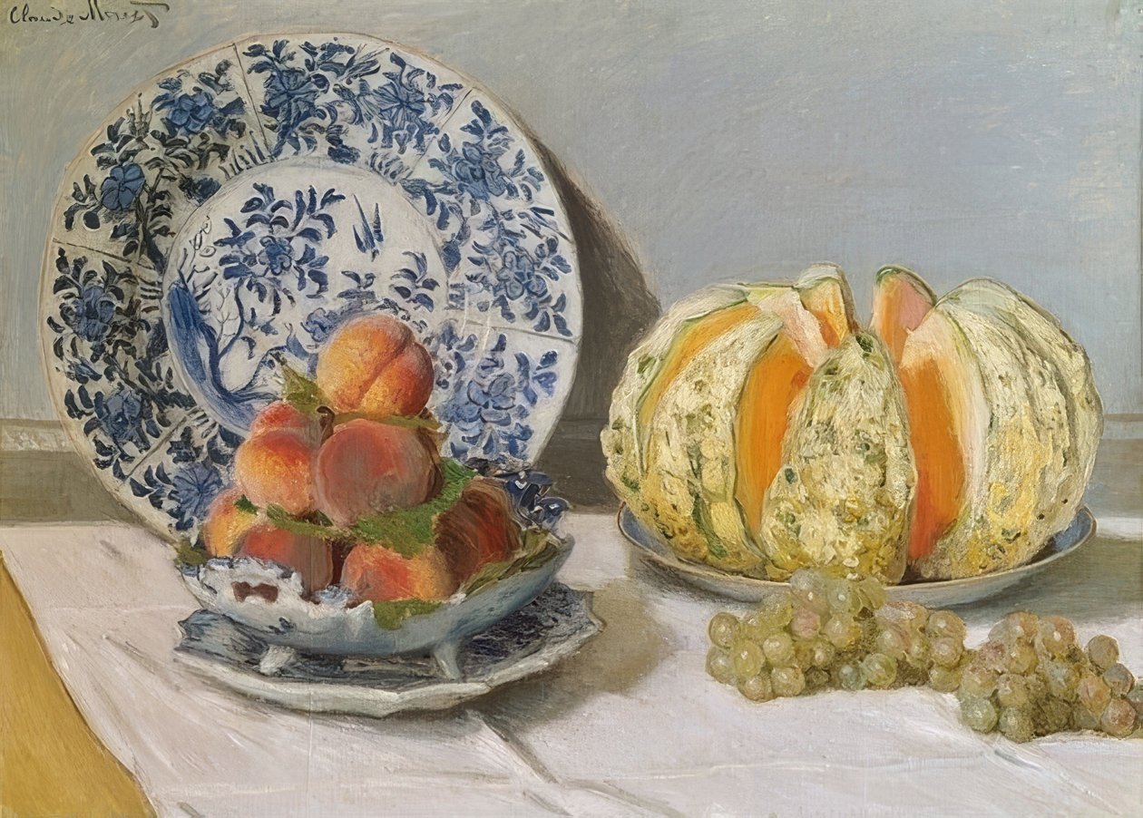Martwa natura z melonem. 1872 autorstwa Claude Monet