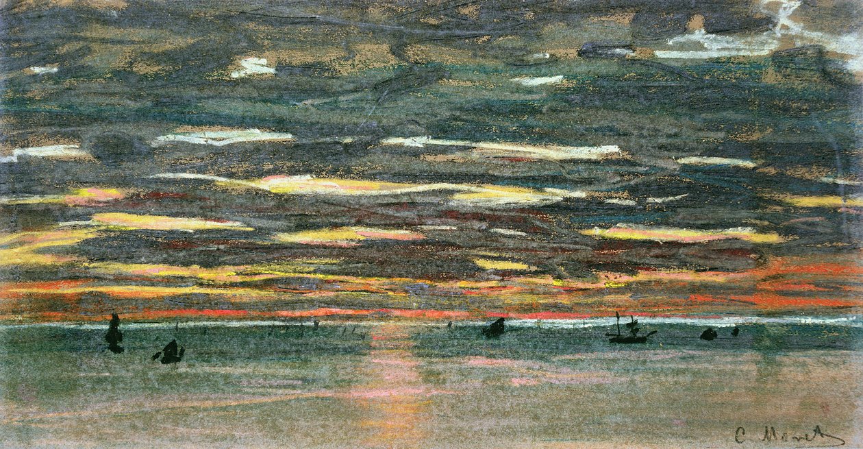 Zachód słońca nad morzem autorstwa Claude Monet