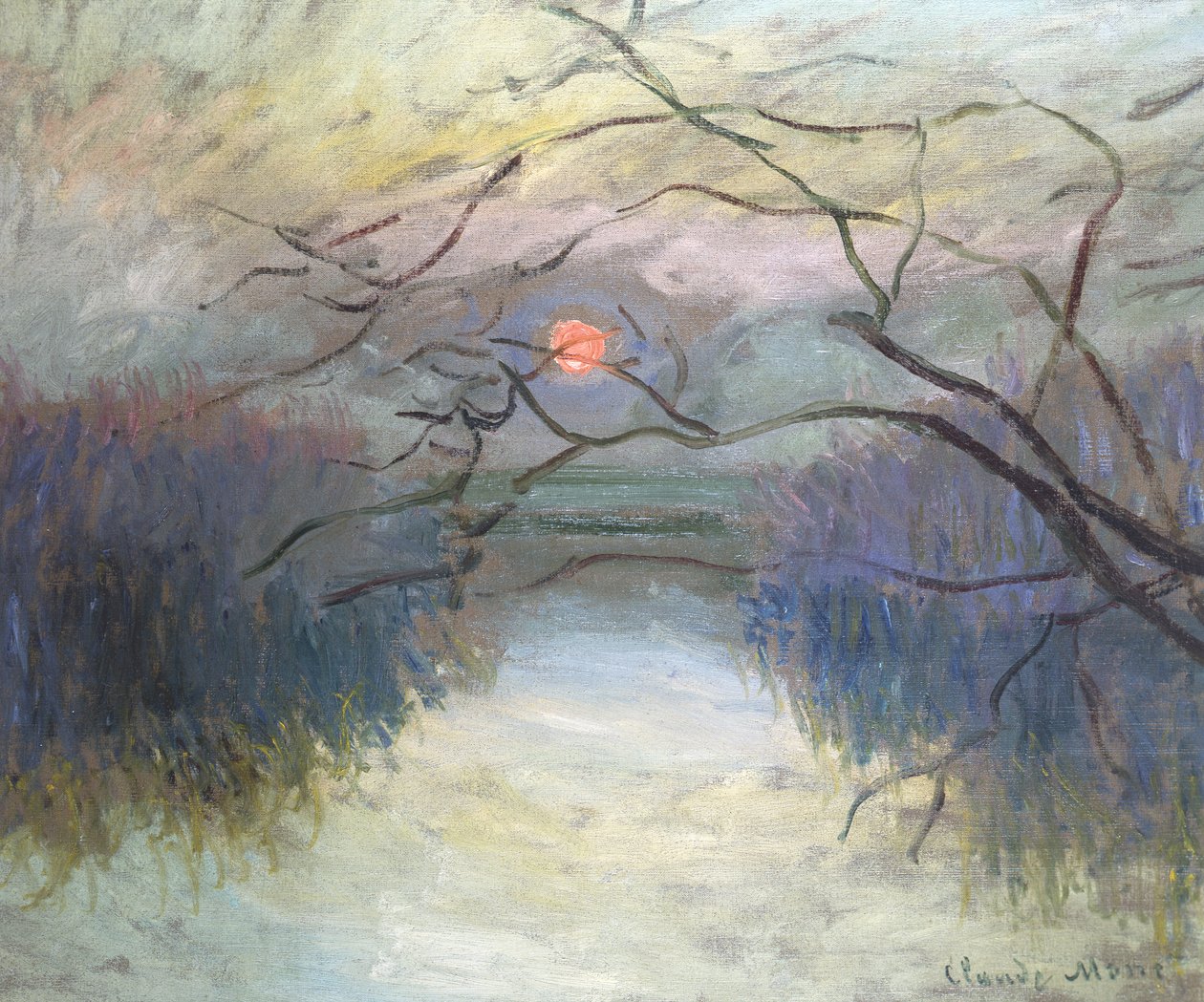 Zachód słońca nad Sekwaną w Vétheuil, 1880 autorstwa Claude Monet