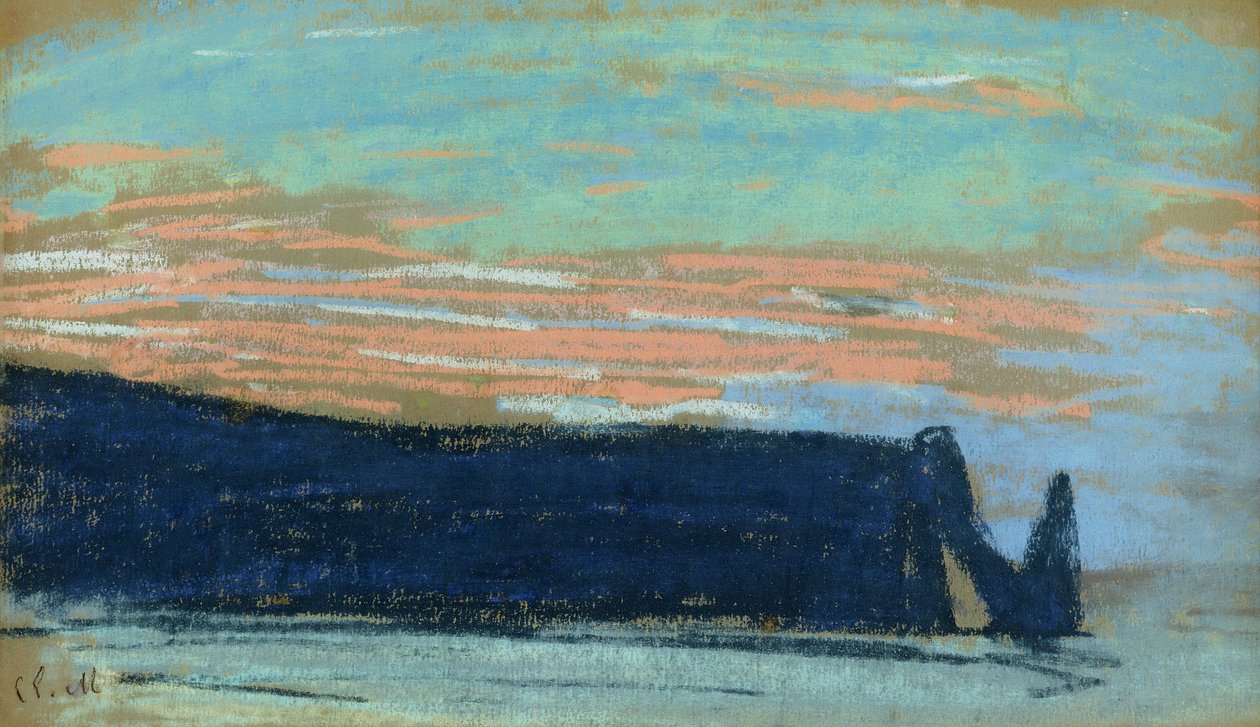 Klif w Etretat, c.1885 (pastel) autorstwa Claude Monet