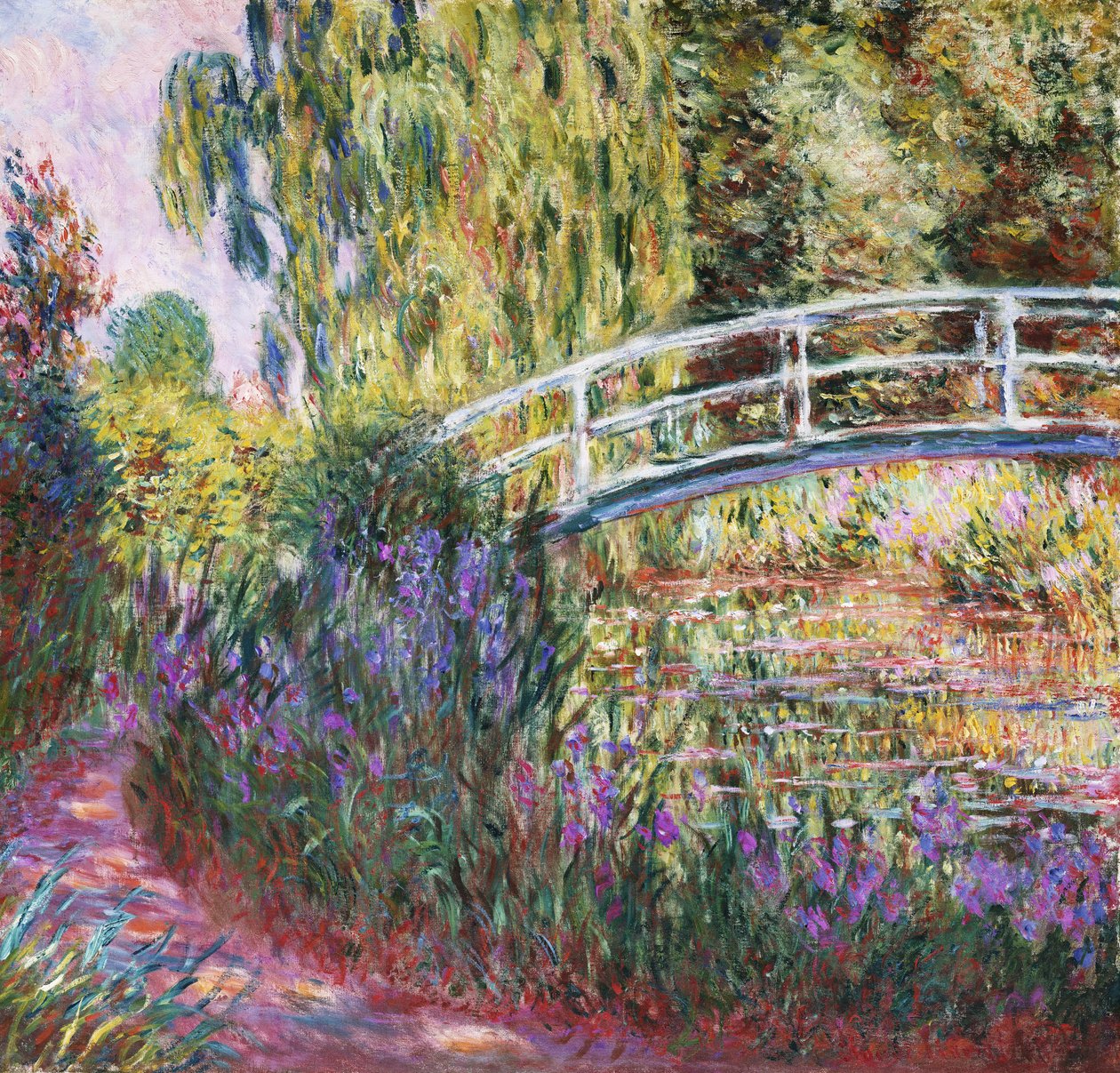 Most japoński, staw z liliami wodnymi autorstwa Claude Monet