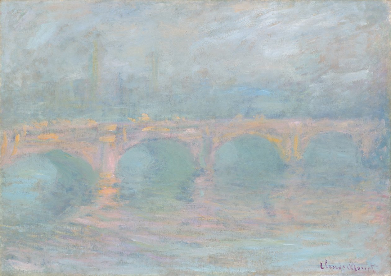 Most Waterloo, Londyn, o zachodzie słońca, 1904. autorstwa Claude Monet