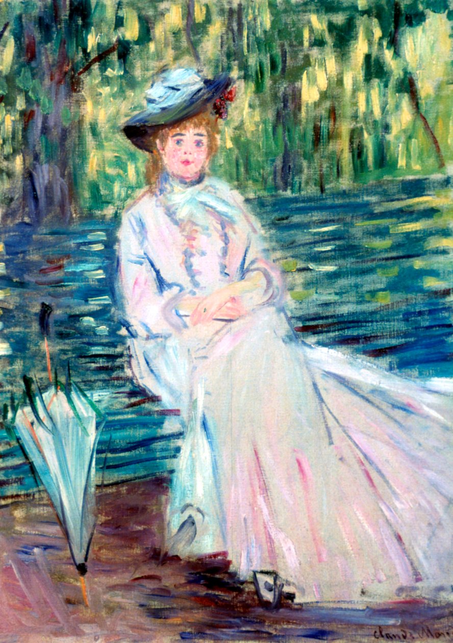 Kobieta siedząca na ławce, c1874 autorstwa Claude Monet
