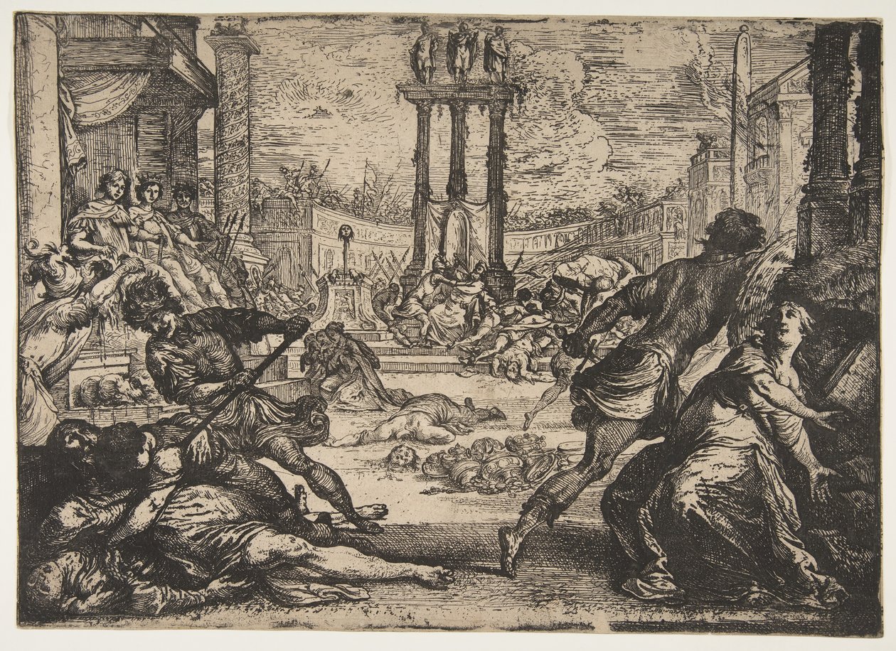 Masakra przez triumwirat, ok. godz. 1624. autorstwa Claude Vignon
