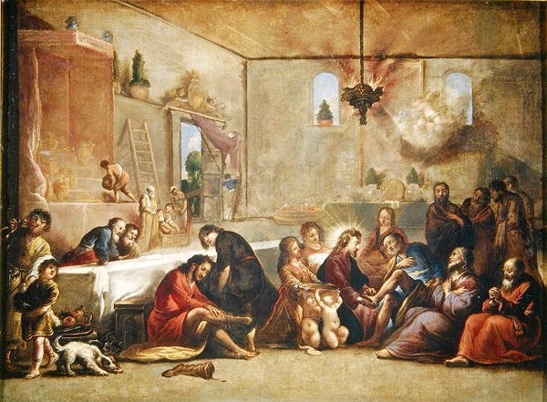 Chrystus myje stopy uczniom, 1653 autorstwa Claude Vignon