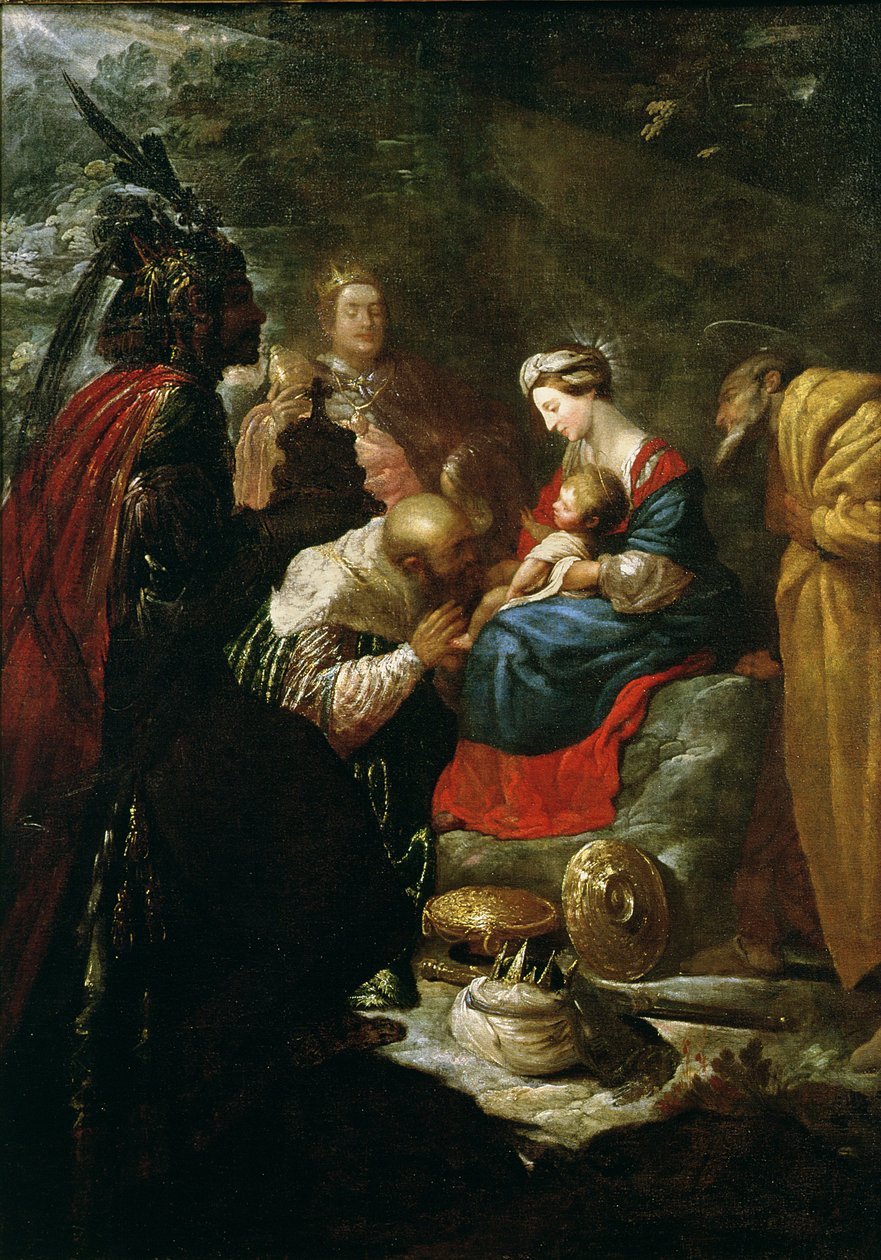 Adoracja Trzech Króli, c.1619 autorstwa Claude Vignon