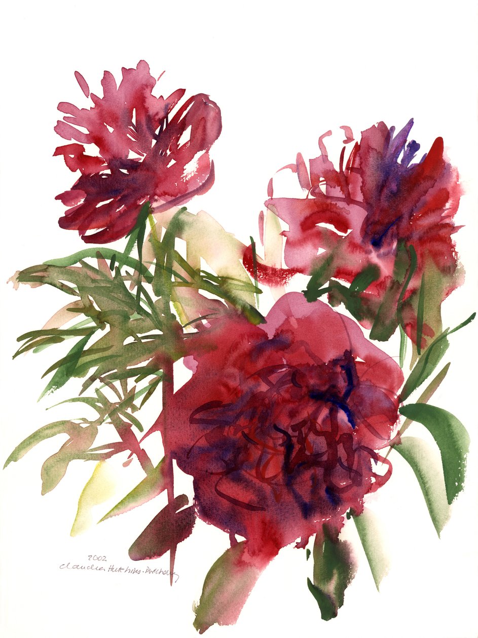 Piwonie, 2002 (akwarela) autorstwa Claudia Hutchins Puechavy