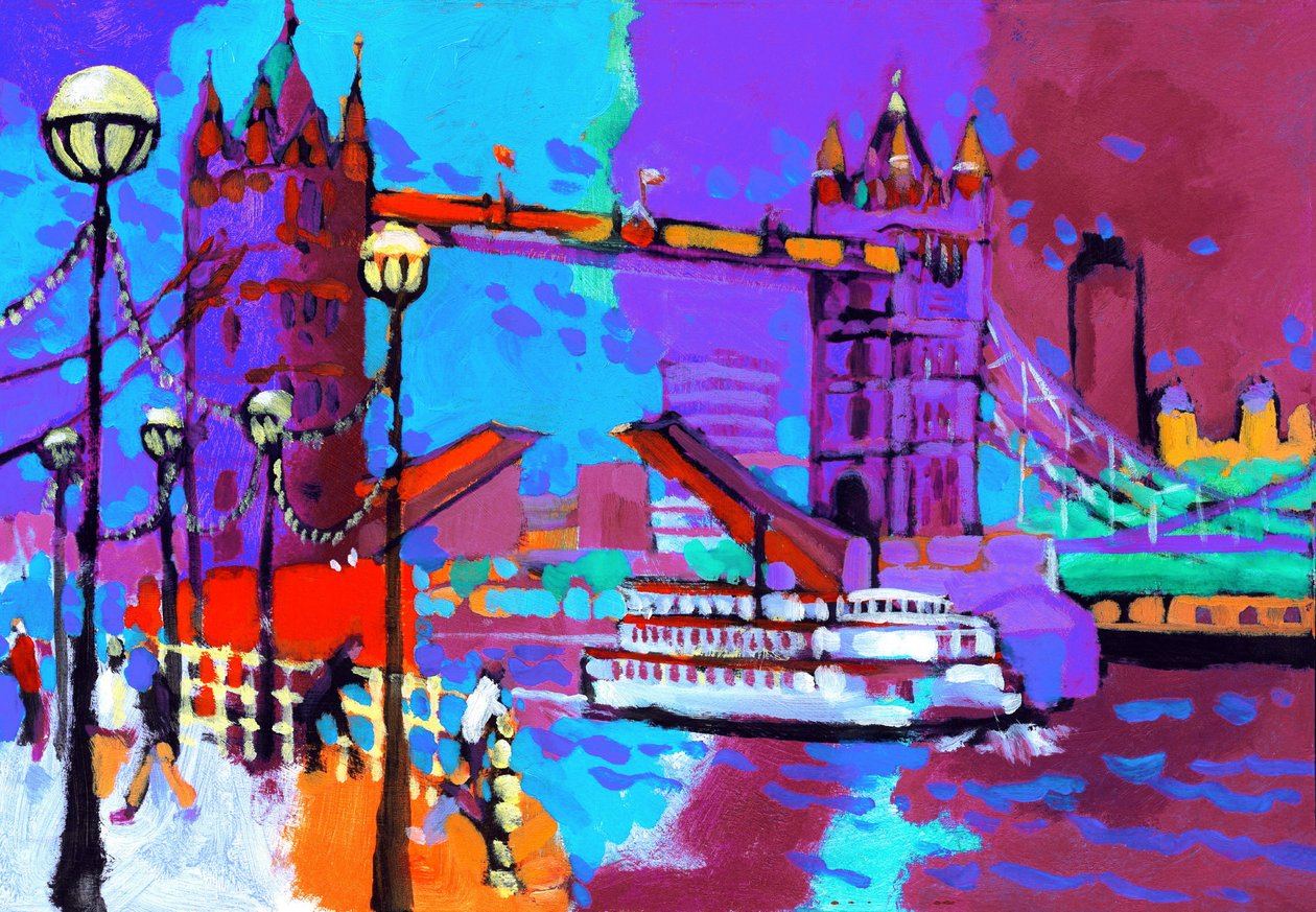 Tower Bridge, 2007 (akryl na pokładzie) autorstwa Clive Metcalfe