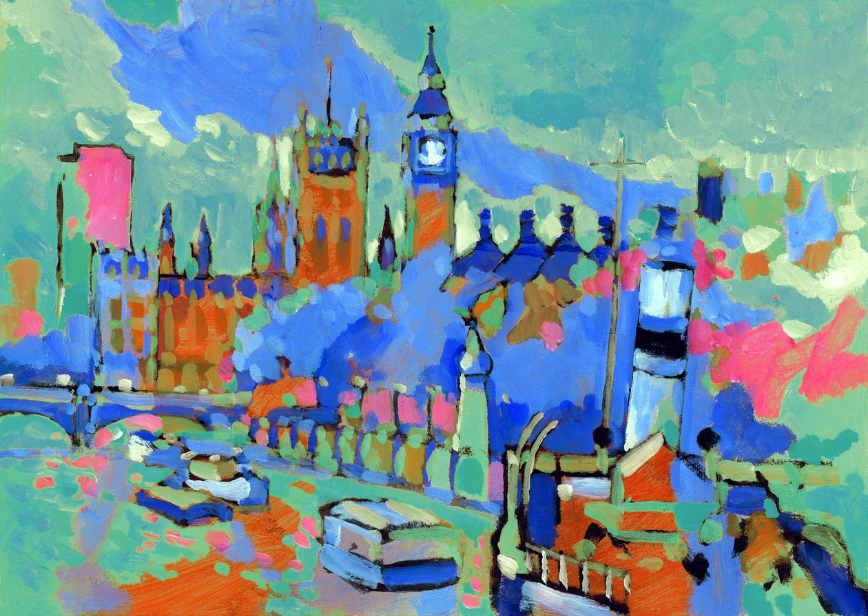 Westminster, 2007 (akryl na pokładzie) autorstwa Clive Metcalfe