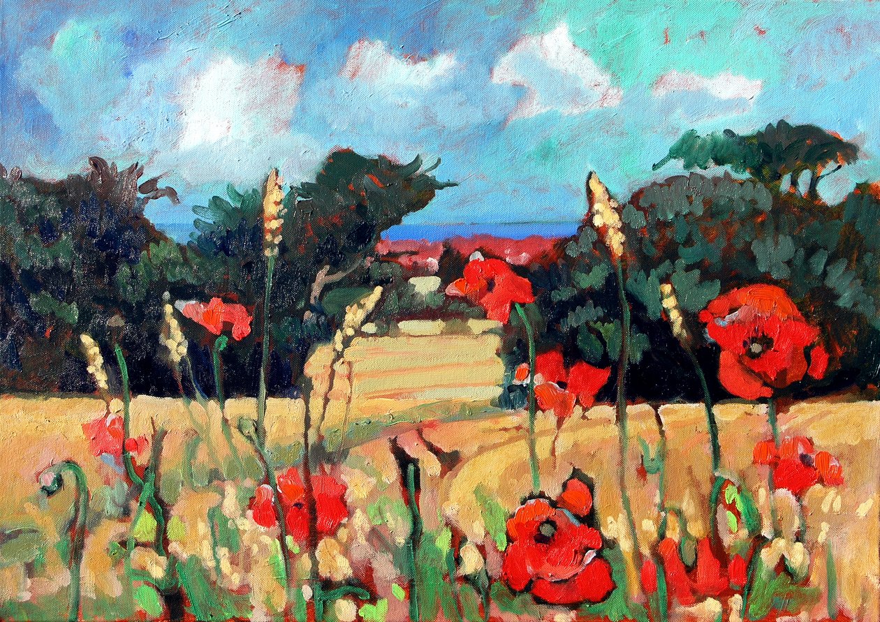 Kent Poppies, 2007 (akryl na płótnie) autorstwa Clive Metcalfe