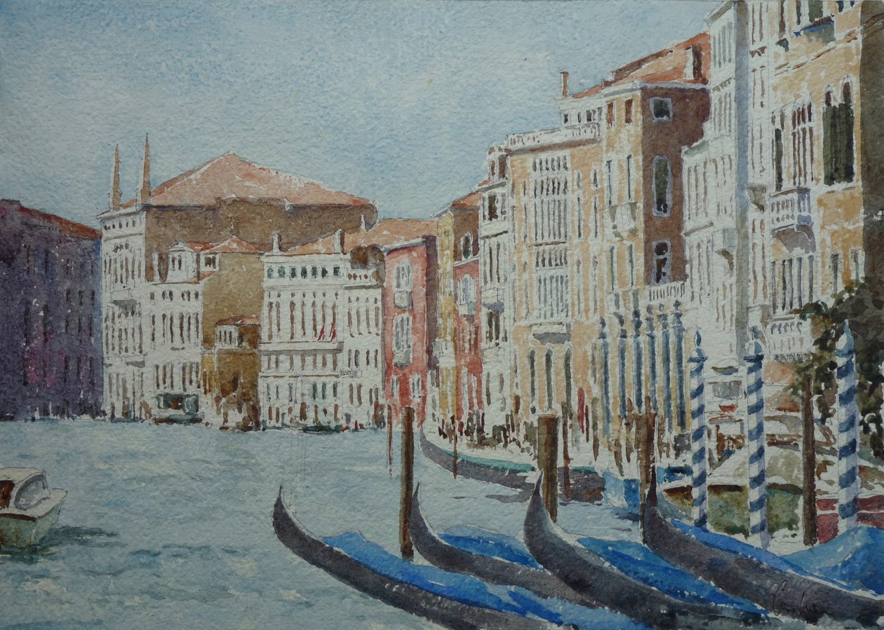 W stronę Palazzo Balbi, 2020 (akwarela) autorstwa Clive Wilson