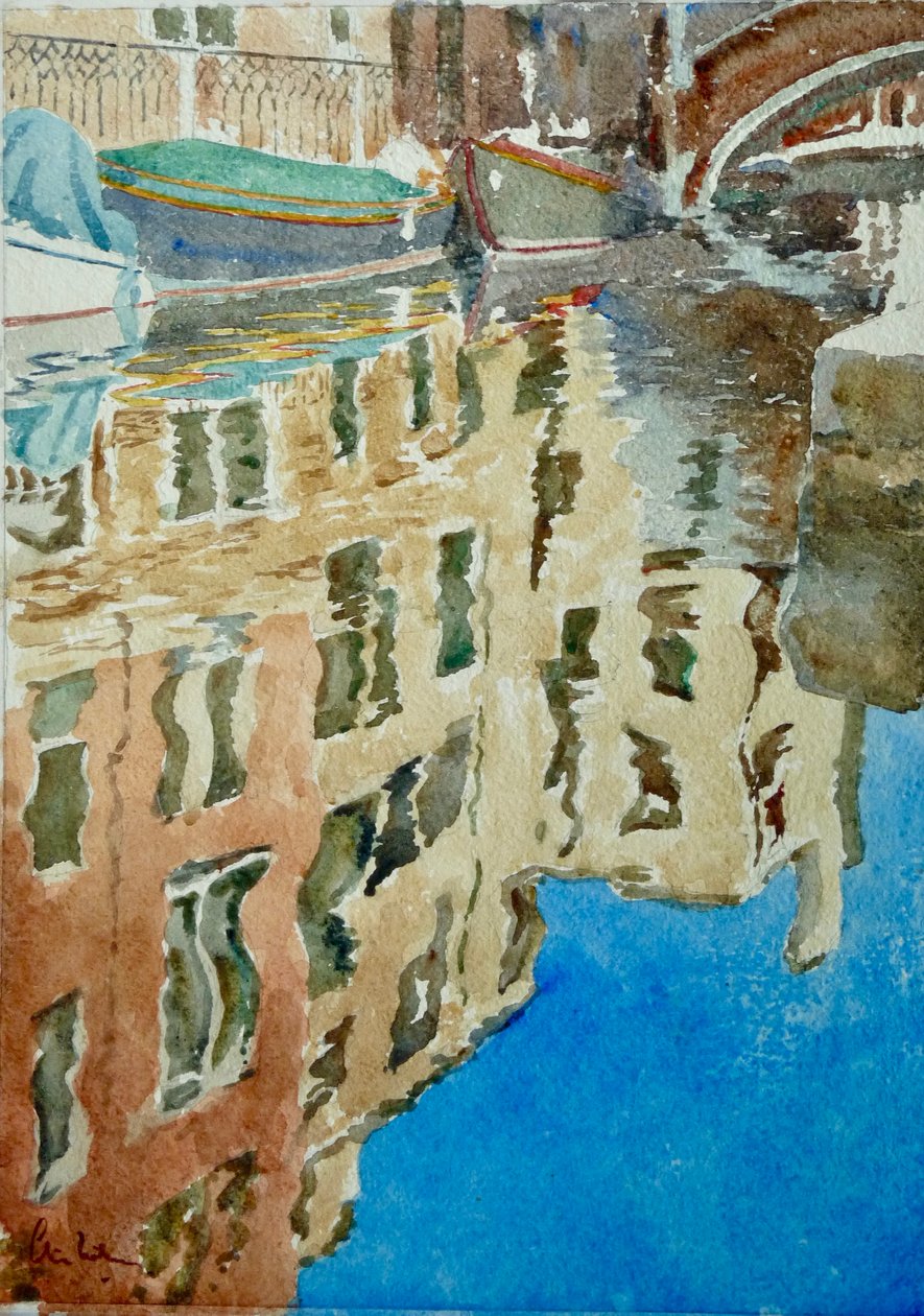 Zimowe refleksje, Rio Dei F, 2020 (akwarela) autorstwa Clive Wilson