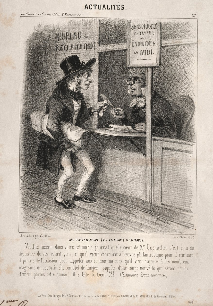 Wiadomości: Modny filantrop, 1841. autorstwa Clémente Pruche