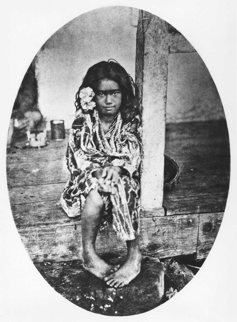 Młoda księżniczka tahitańska, ilustracja z „Tahiti”, opublikowana w Londynie, 1882 r. autorstwa Colonel Stuart Wortley