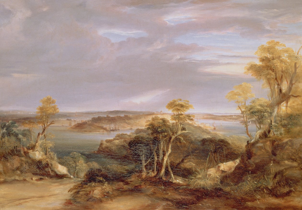 Sydney i Botany Bay z North Shore, 1840 autorstwa Conrad Martens