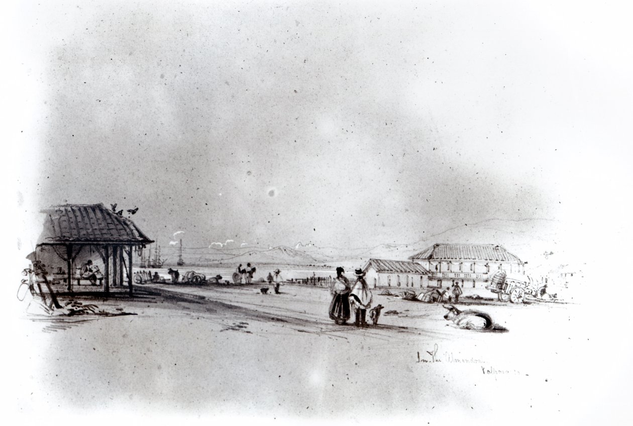 Widok Valparaiso, 1834 (ołówek i wc na papierze) autorstwa Conrad Martens