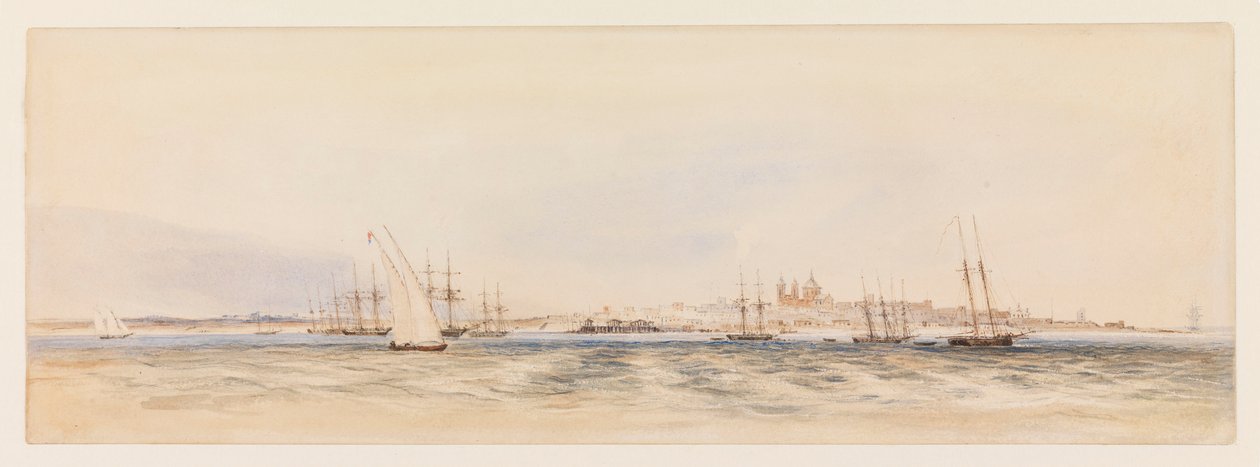 Port w Montevideo, ok. 1878 r. (akwarela) autorstwa Conrad Martens