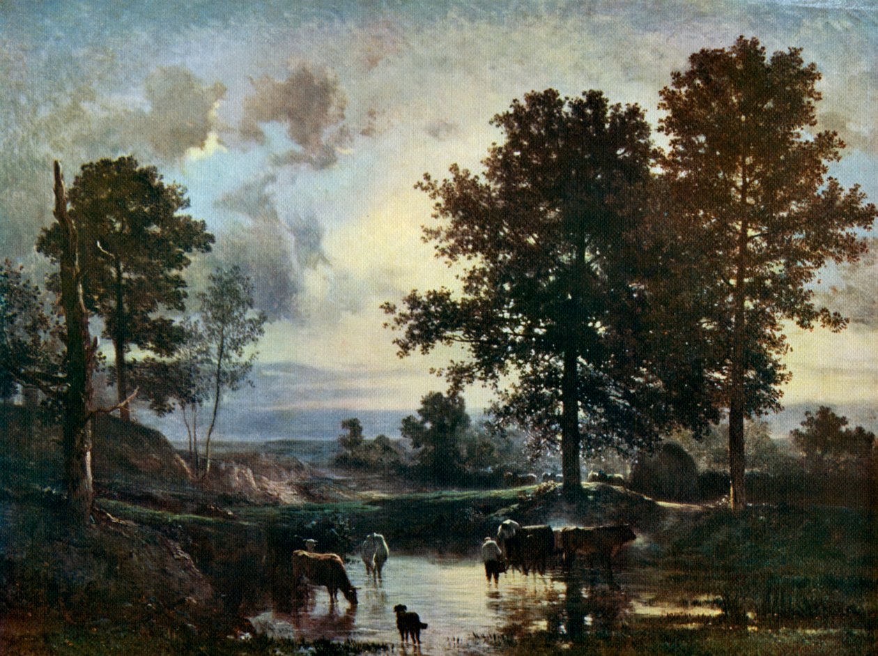 Podlewanie bydła, początek lat 50. XIX wieku, 1912 r. autorstwa Constant Troyon
