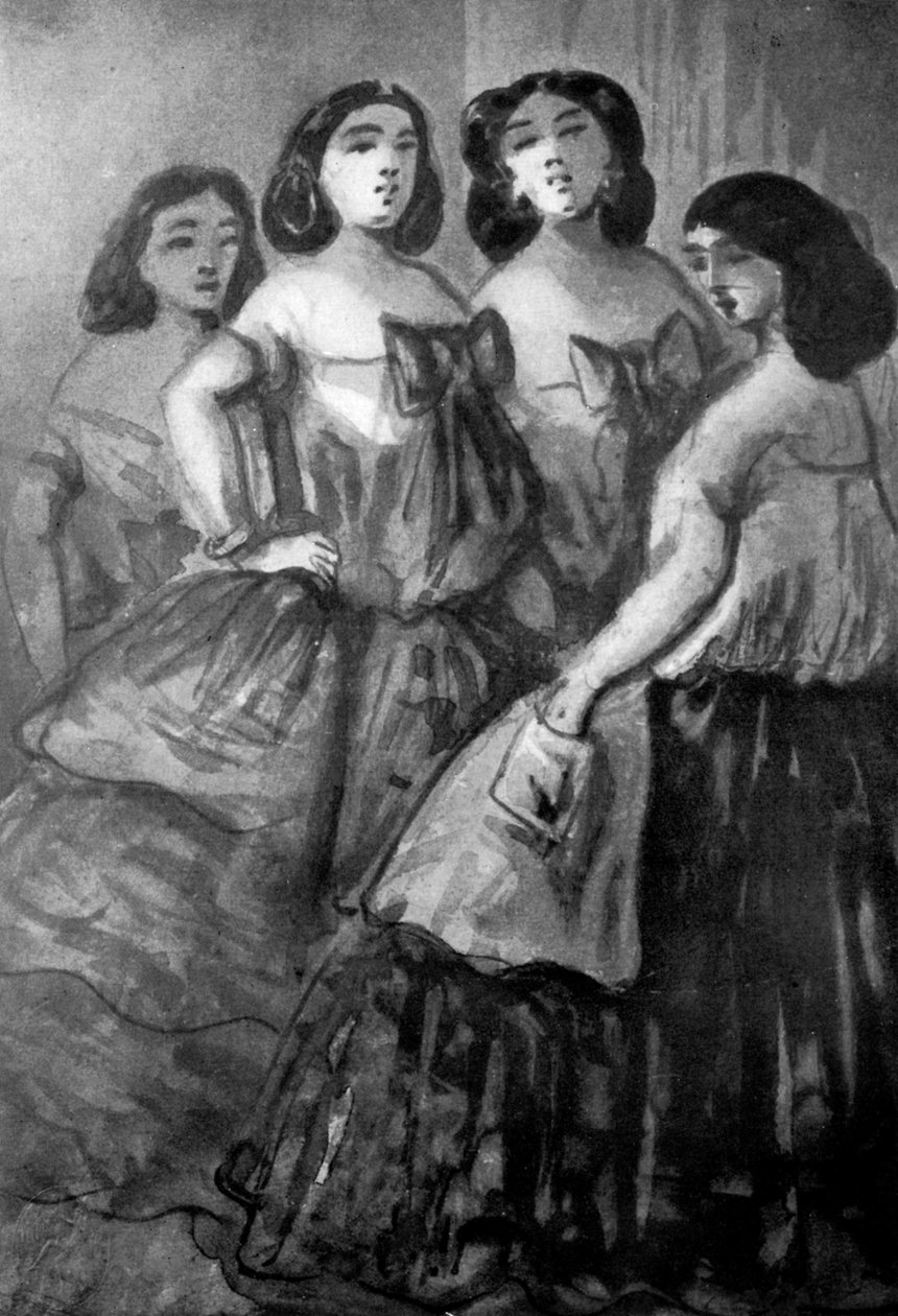 Cztery dziewczyny, XIX w., 1930. autorstwa Constantin Guys