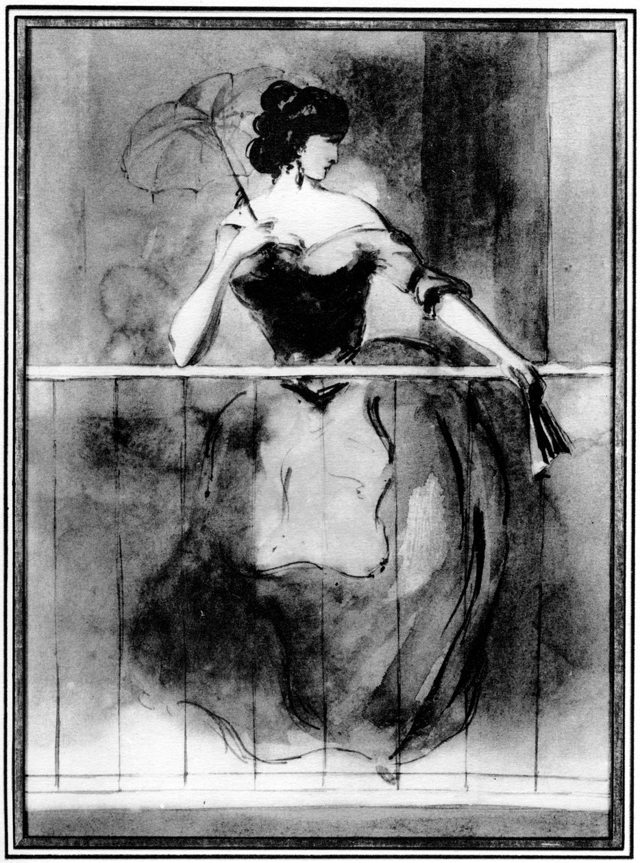 Dama na balkonie, XIX w., 1930. autorstwa Constantin Guys