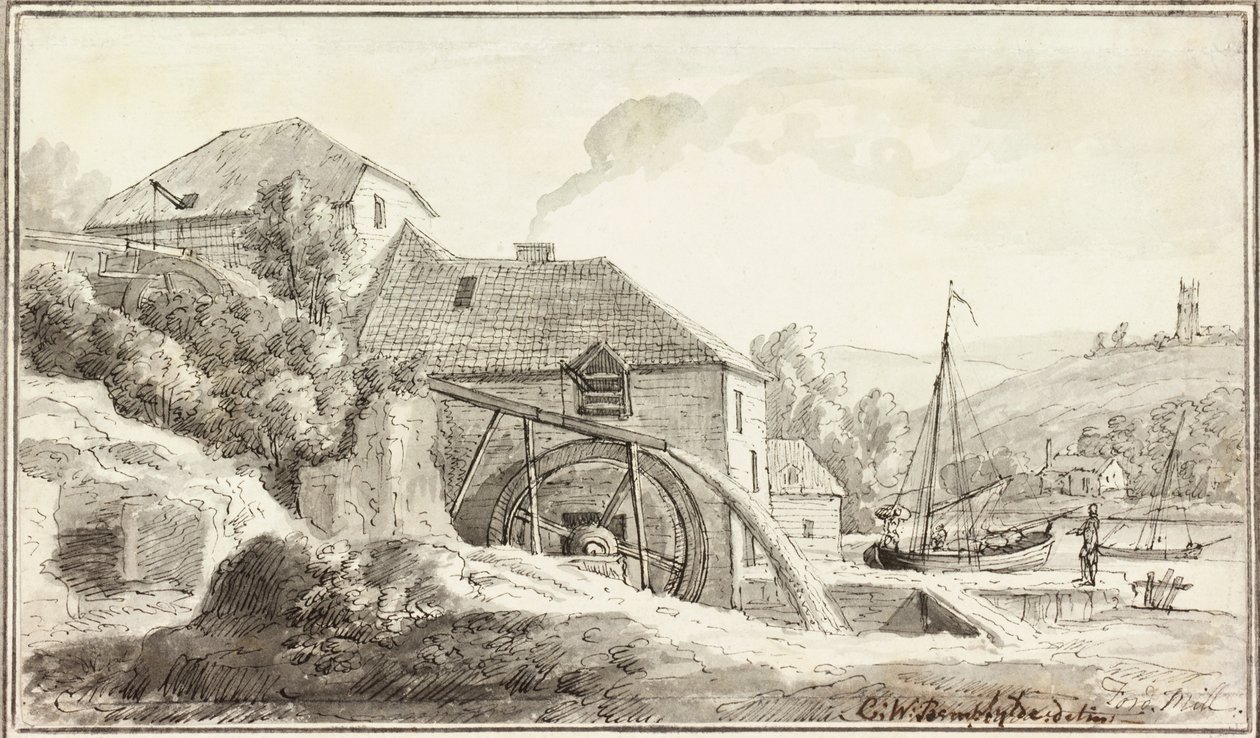 Ford Mill (atrament i wc na papierze) autorstwa Copplestone Warre Bamfylde