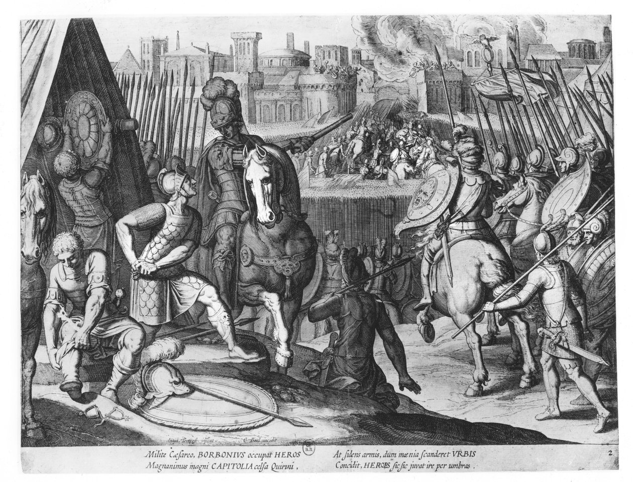Karol III, książę Burbon na łupie Rzymu w 1527 r. autorstwa Cornelis Boel