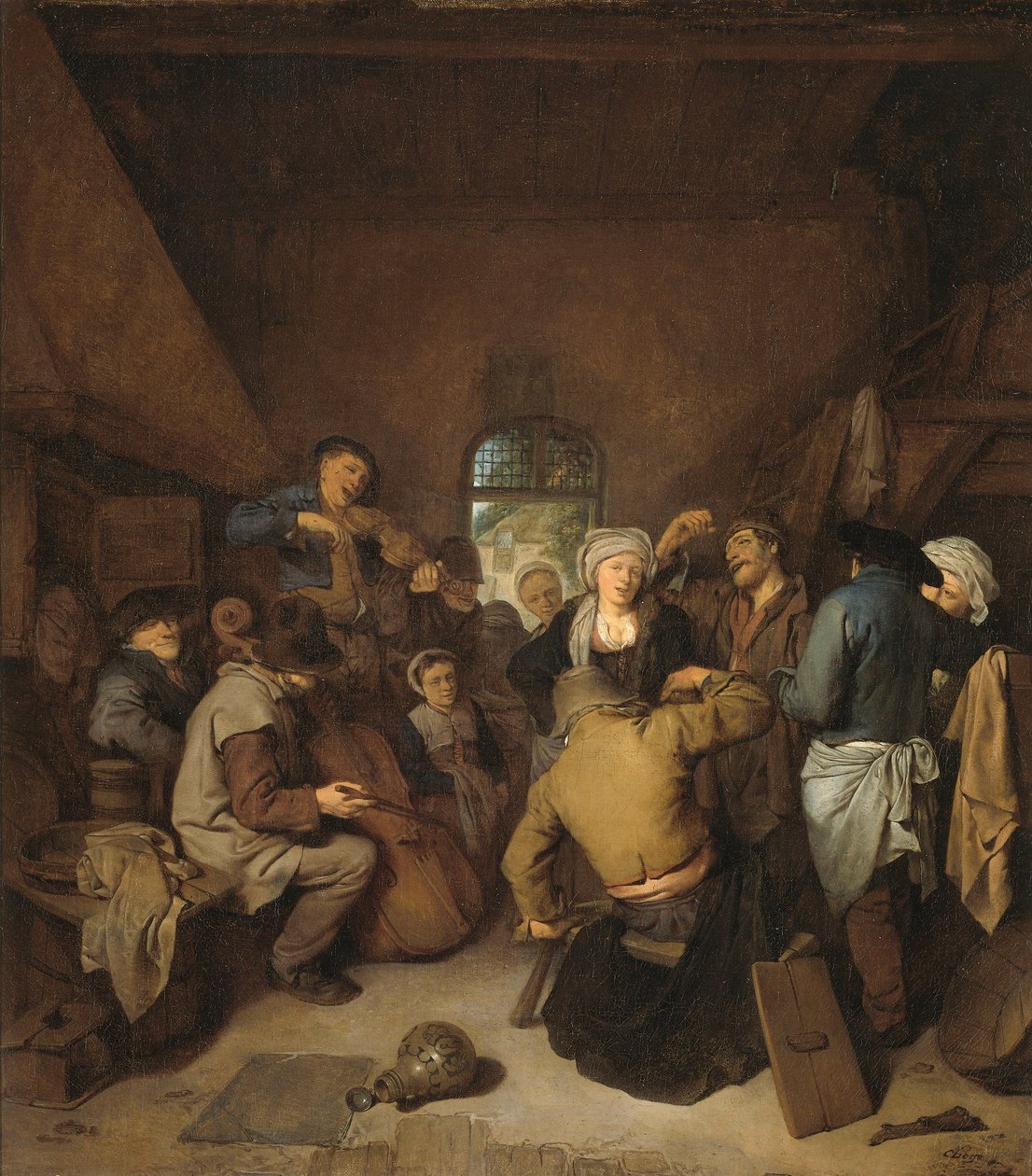 Chłopi tworzący muzykę i tańczący autorstwa Cornelis Pietersz Bega