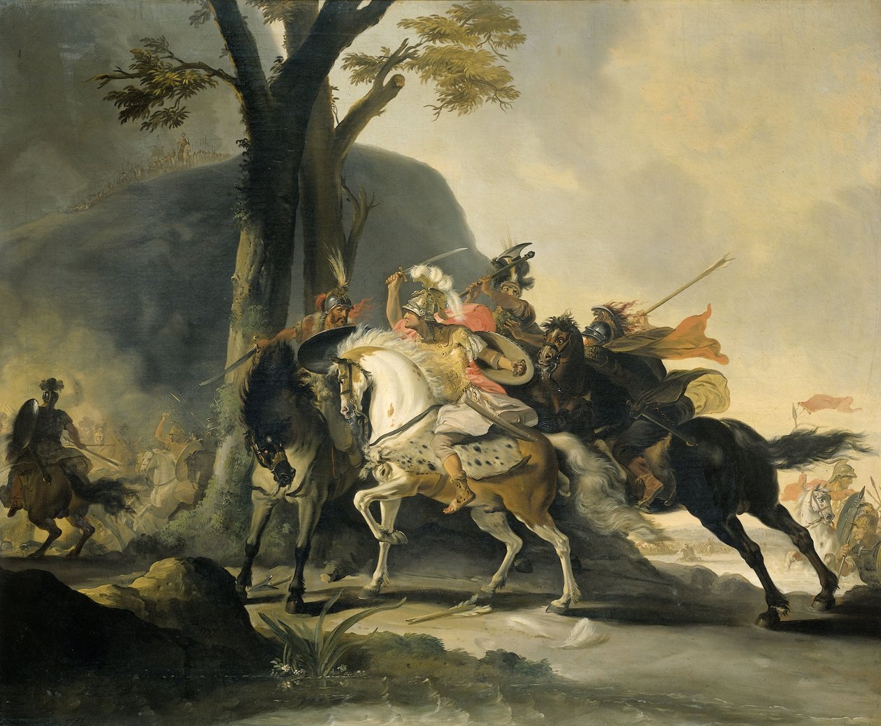 Aleksander Wielki w bitwie nad rzeką Granik w 334 pne przeciwko Persom, 1737 autorstwa Cornelis Troost