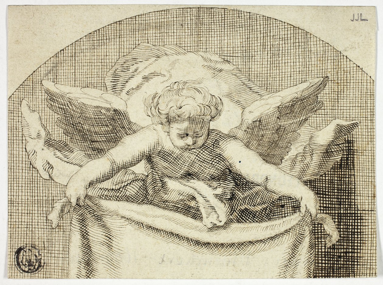 Putto Holding Sudarium autorstwa Cornelis Bloemaert