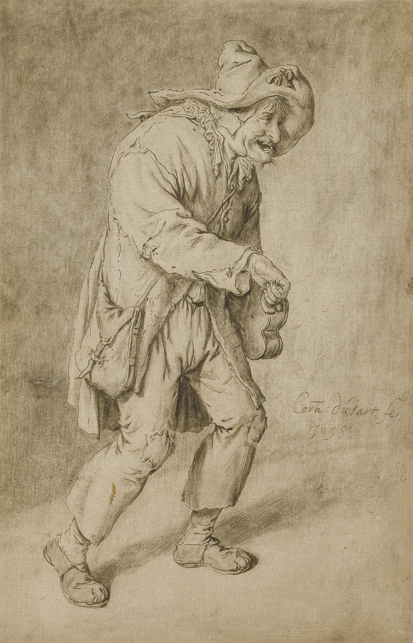 Gracz liry korbowej, 1695 autorstwa Cornelis Dusart