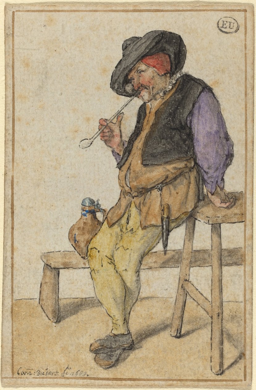 Chłop Palenie autorstwa Cornelis Dusart