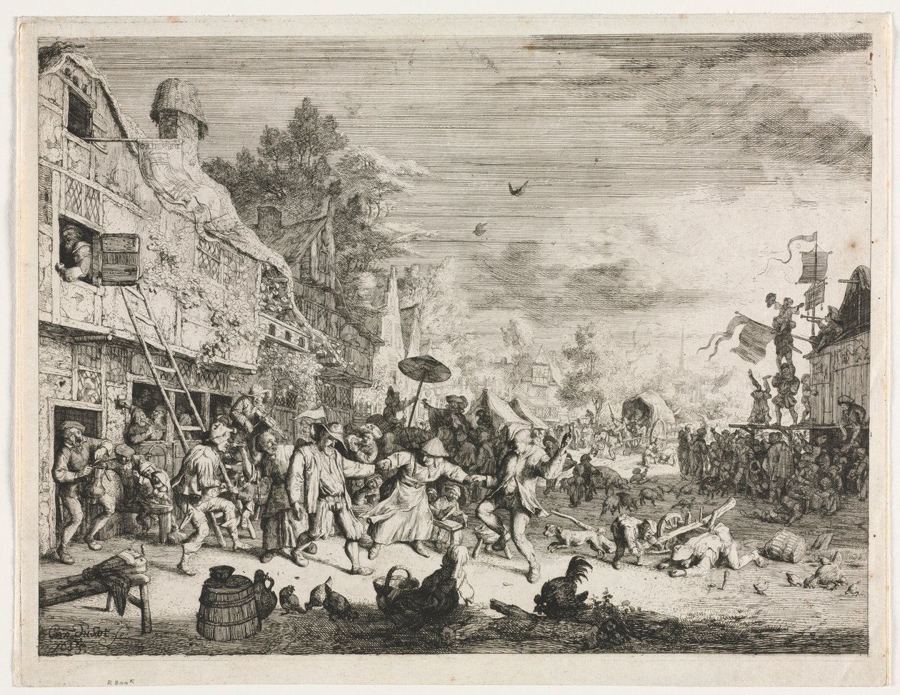 Wioska festiwalowa. autorstwa Cornelis Dusart