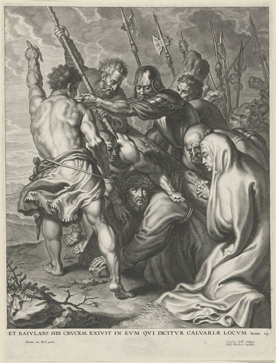 Niesienie krzyża autorstwa Cornelis Galle (I)