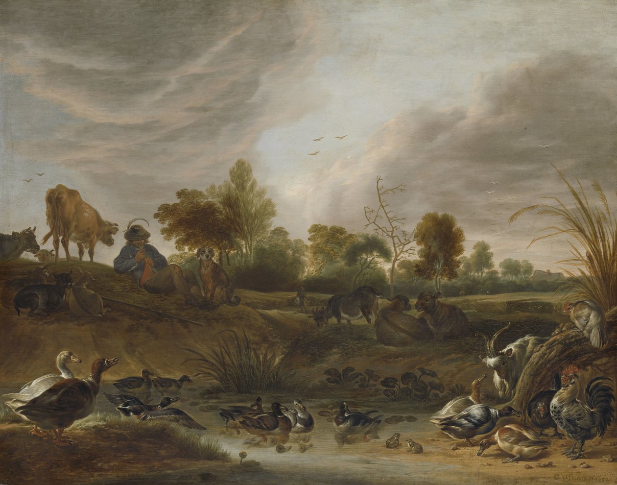Krajobraz ze zwierzętami autorstwa Cornelis Saftleven