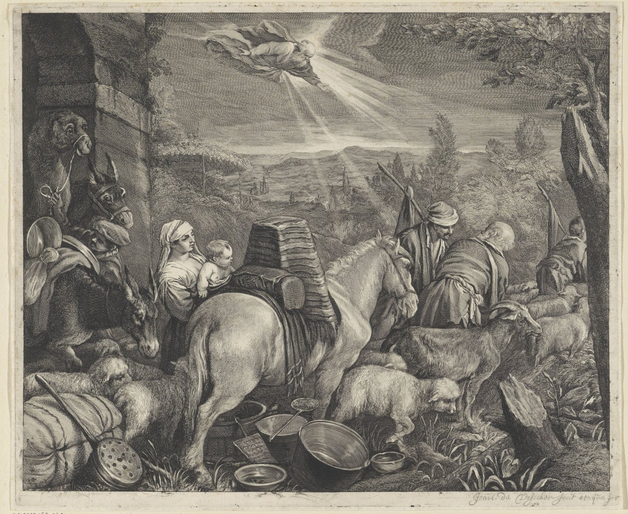 Abraham opuszcza Haran autorstwa Cornelis Visscher (II)