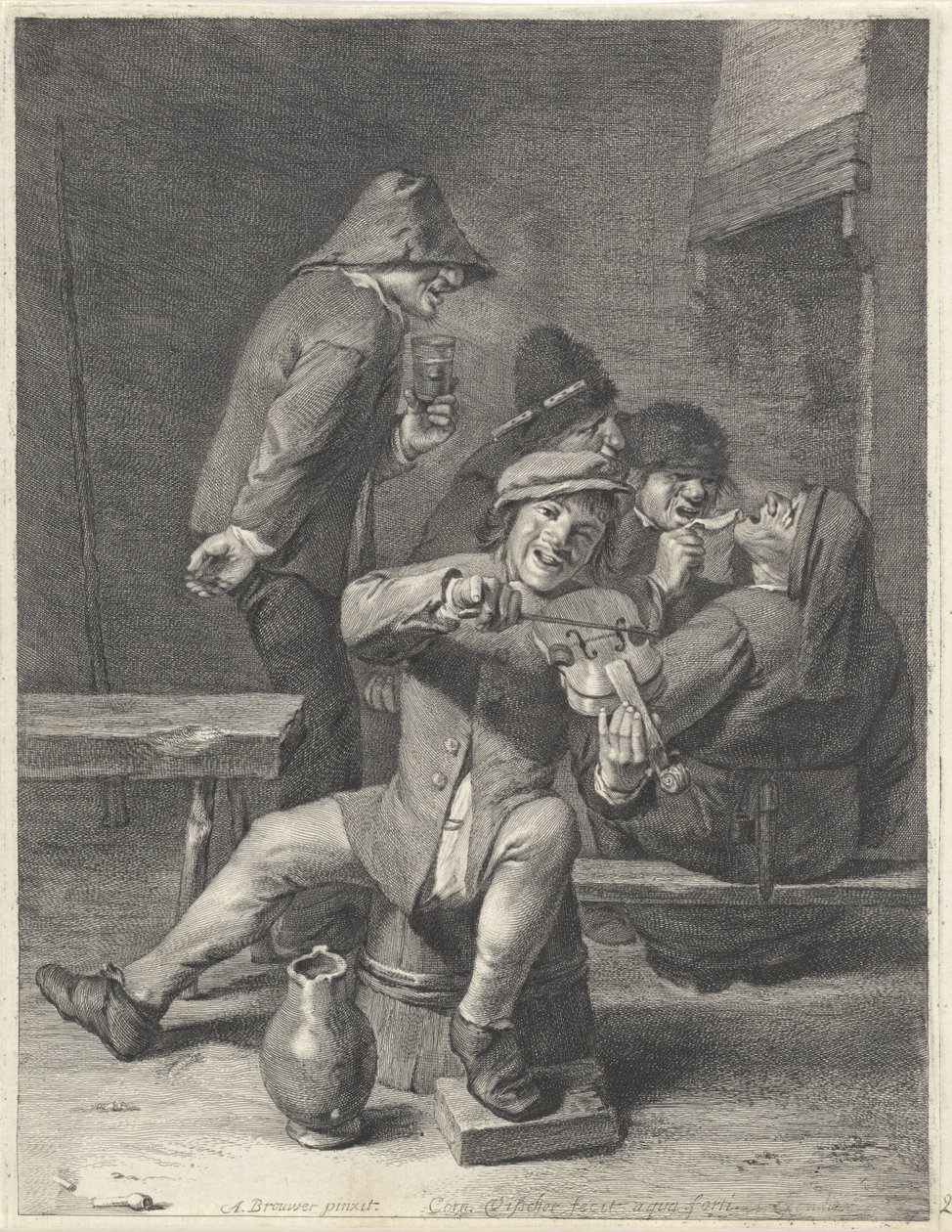 Skrzypek / Publiczność autorstwa Cornelis Visscher (II)