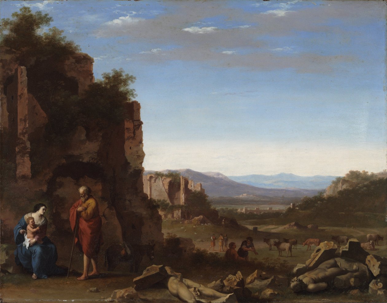 Reszta o "Locie do Egiptu autorstwa Cornelis van Poelenburgh or Poelenburch